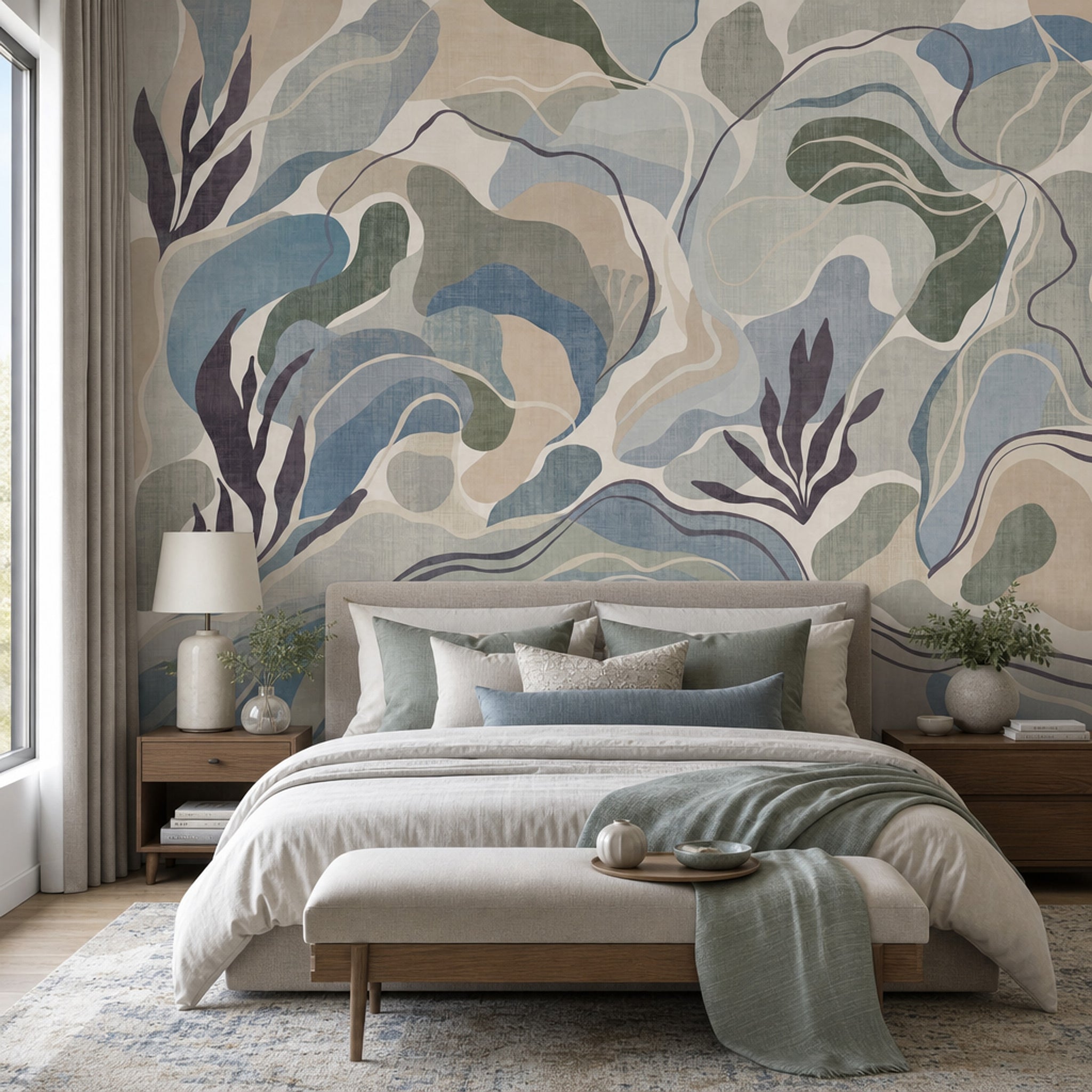 Abstract Landscape Wallpaper Organic Shapes Topographic Lines Wall Mural