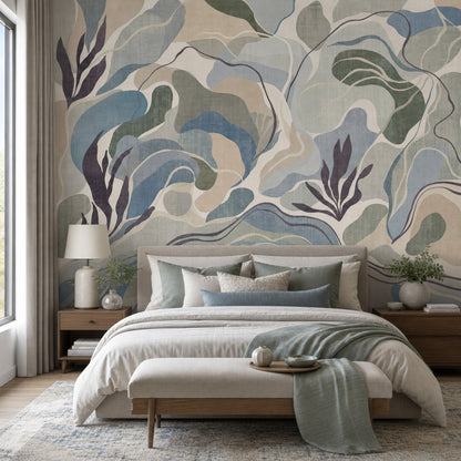 Abstract Landscape Wallpaper Organic Shapes Topographic Lines Wall Mural