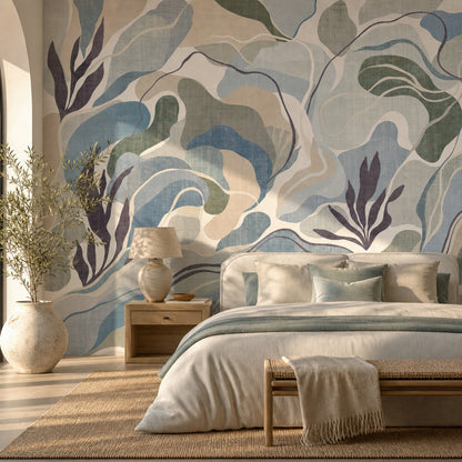 Abstract Landscape Wallpaper Organic Shapes Topographic Lines Wall Mural