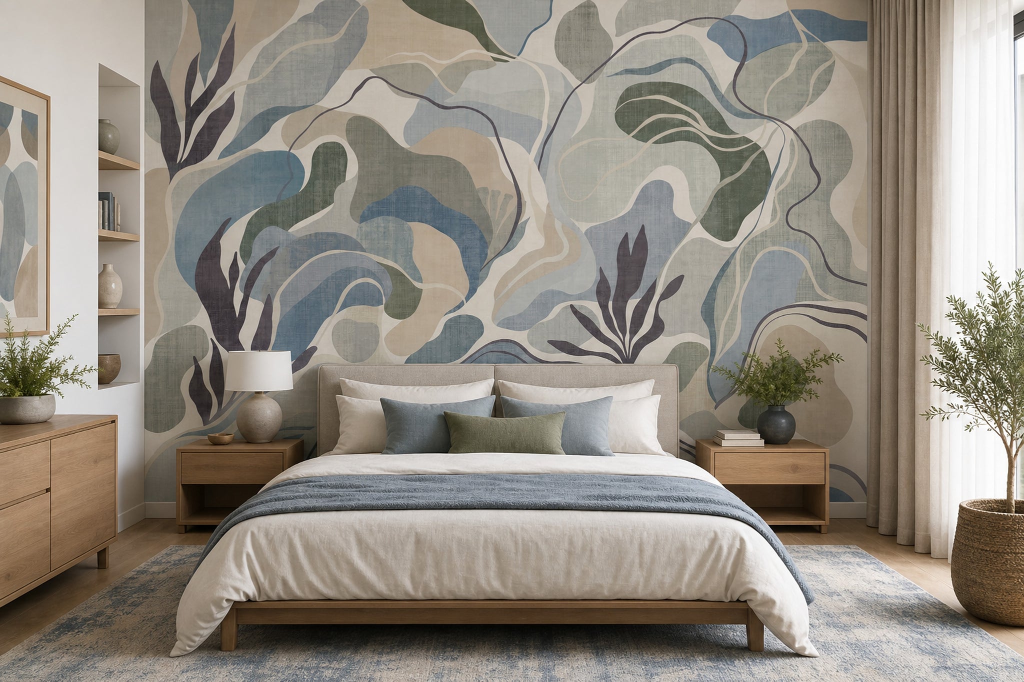 Abstract Landscape Wallpaper Organic Shapes Topographic Lines Wall Mural