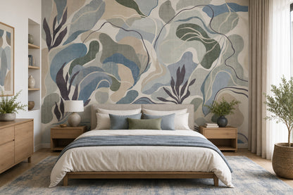 Abstract Landscape Wallpaper Organic Shapes Topographic Lines Wall Mural