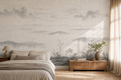 Paper Texture Wallpaper Misty Mountain Wall Mural