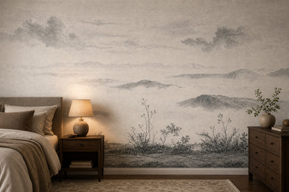 Paper Texture Wallpaper Misty Mountain Wall Mural