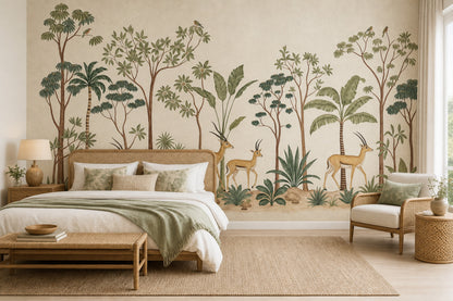 Savanna Mural Wallpaper Tropical Landscape Antelope Removable Wall Decor