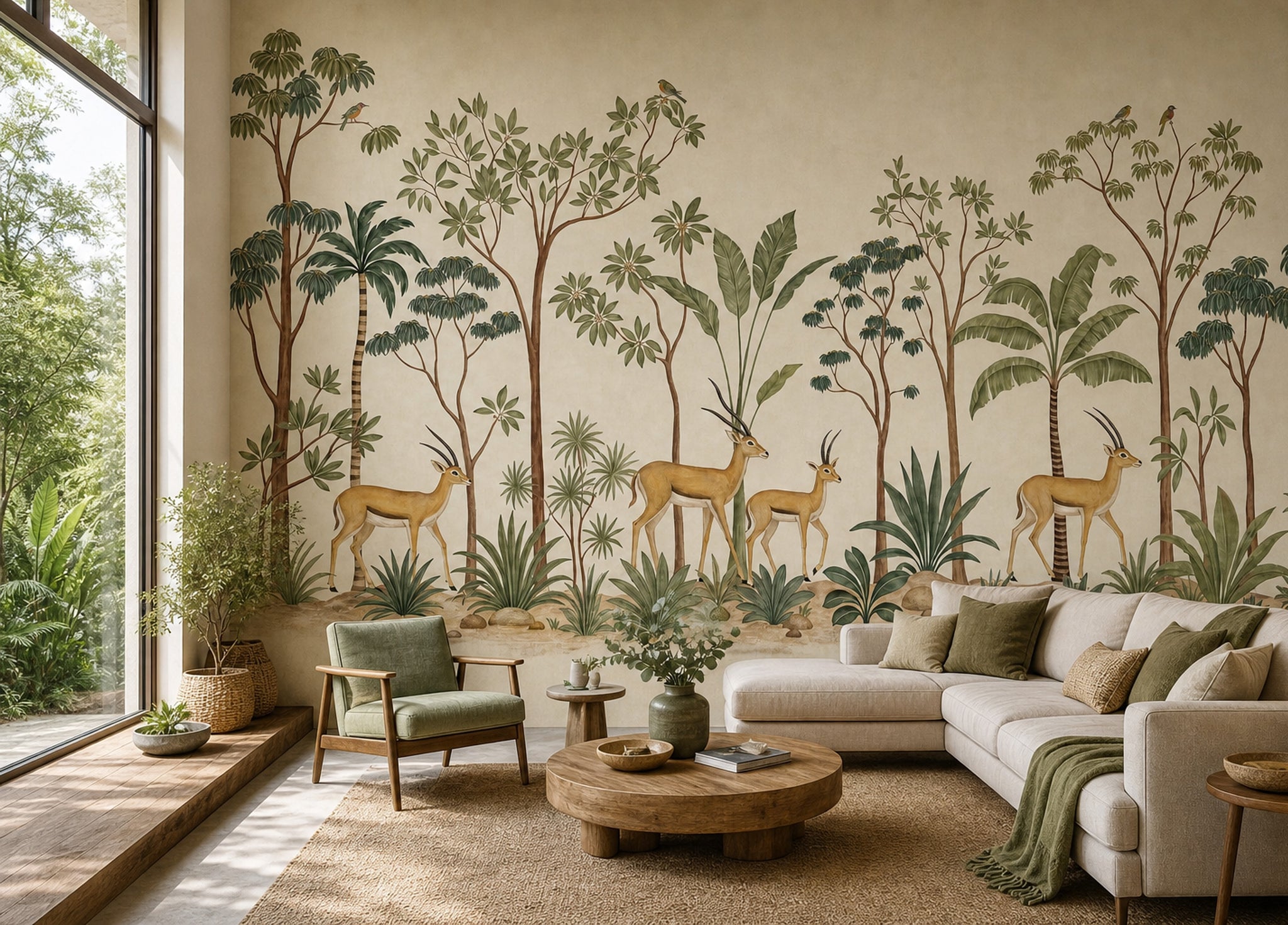 Savanna Mural Wallpaper Tropical Landscape Antelope Removable Wall Decor