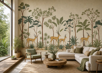 Savanna Mural Wallpaper Tropical Landscape Antelope Removable Wall Decor