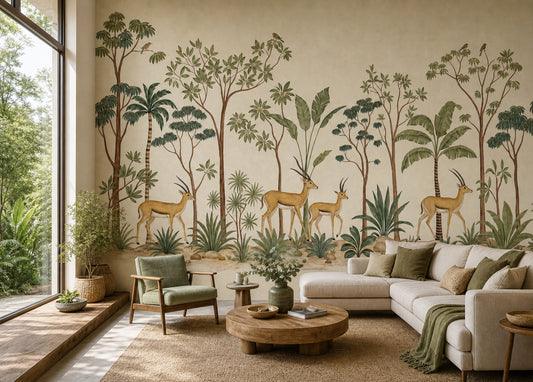 Savanna Mural Wallpaper Tropical Landscape Antelope Removable Wall Decor