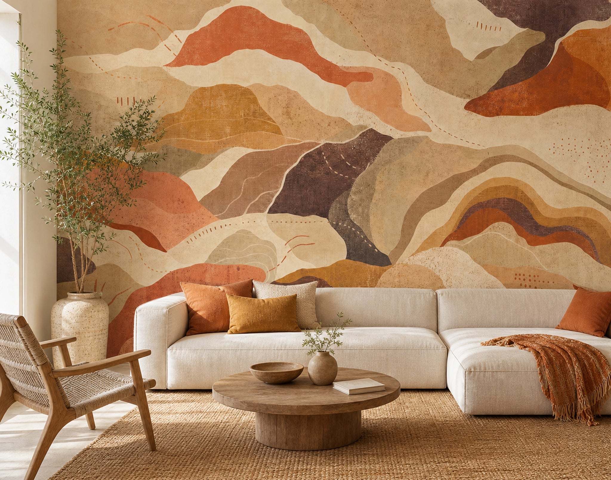 Topographic Map Wallpaper Contour Lines Removable Earthy Wall Decor