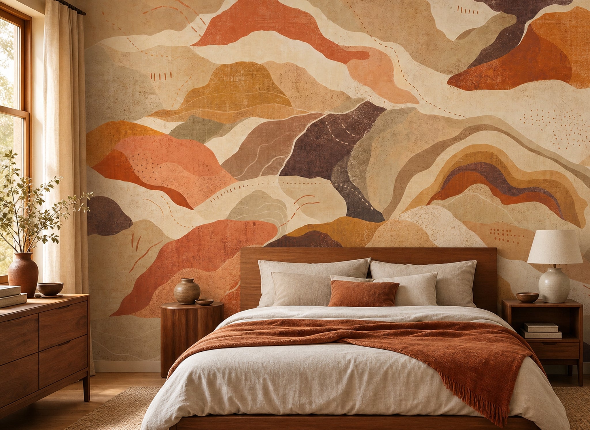 Topographic Map Wallpaper Contour Lines Removable Earthy Wall Decor
