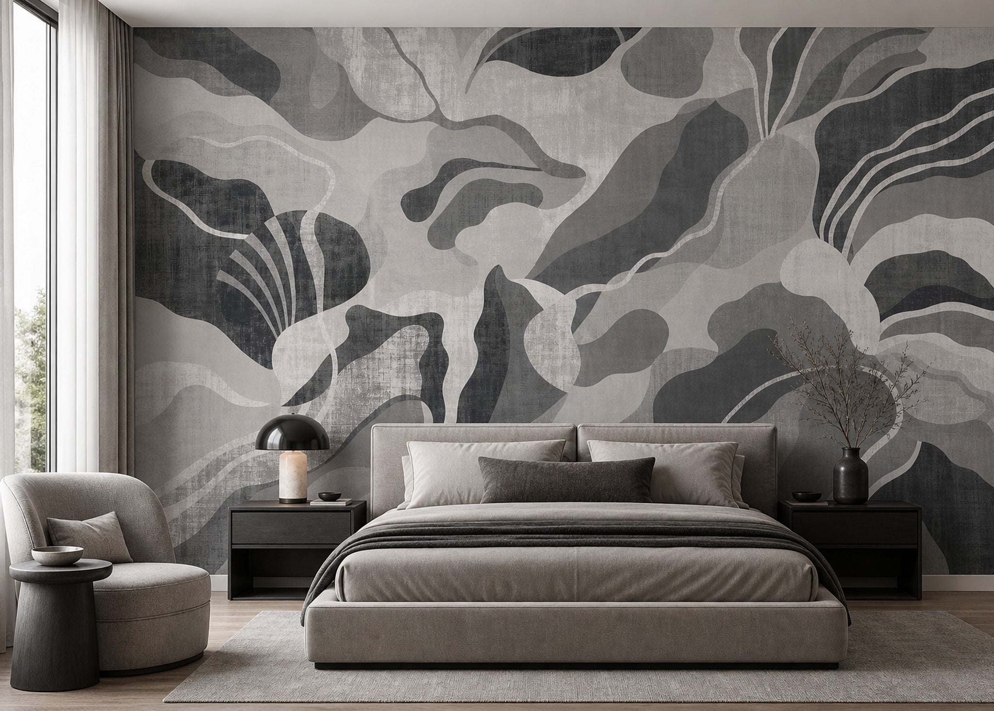 Organic Shapes Wallpaper Abstract Camouflage Removable Wall Decor