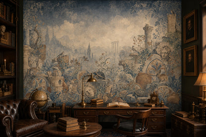 Classical Ruins Wallpaper Mosaic Botanical Vines Removable Wall Decor
