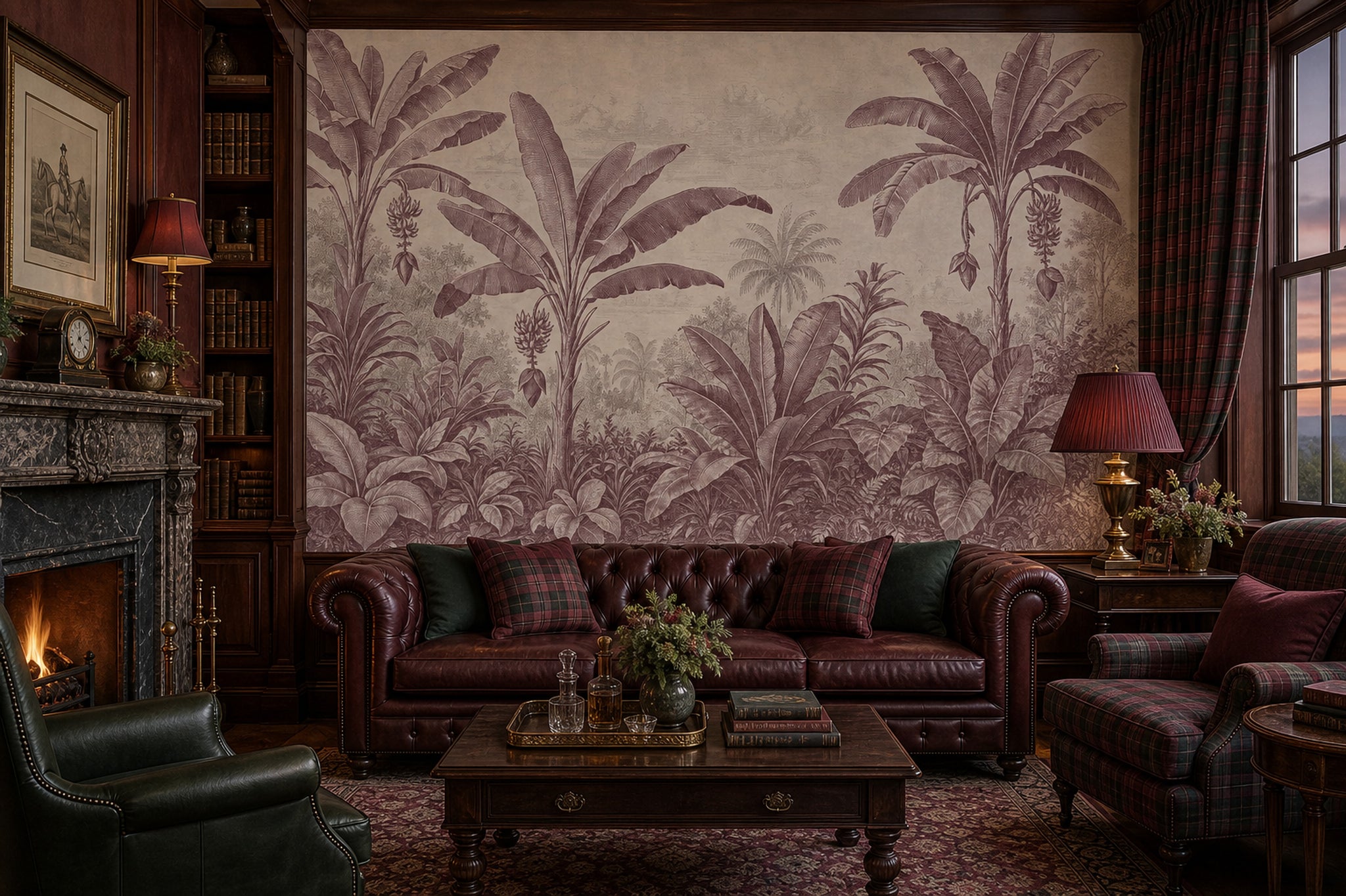 Tropical Wallpaper Banana Leaves Removable Toile Wall Decor