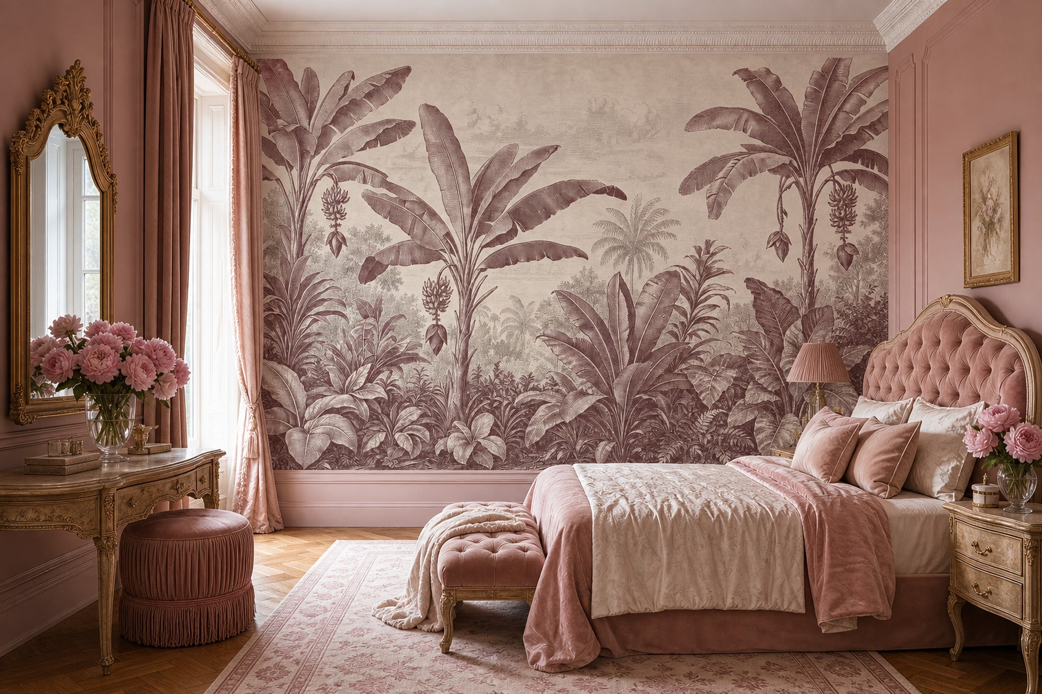 Tropical Wallpaper Banana Leaves Removable Toile Wall Decor