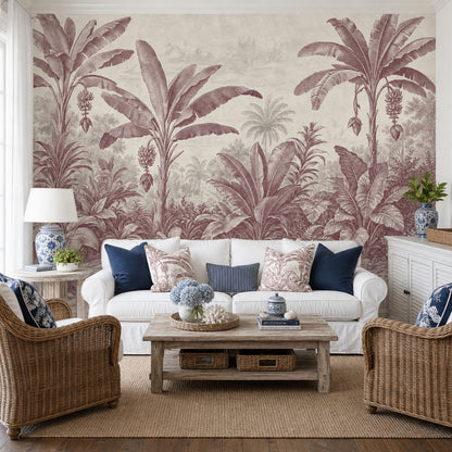 Tropical Wallpaper Banana Leaves Removable Toile Wall Decor