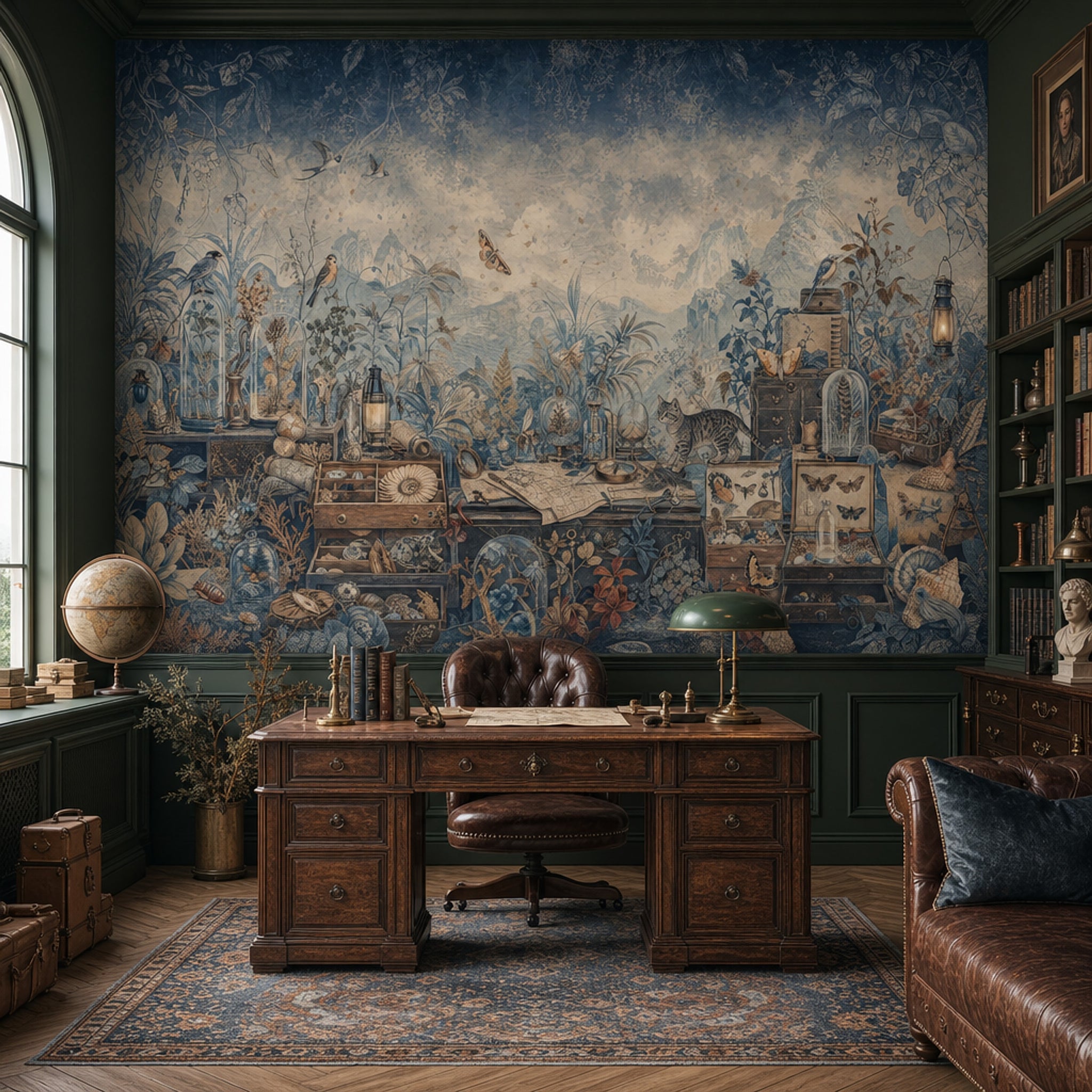 Curiosity Cabinet Wallpaper Botanical Illustration Vintage Landscape Wall Mural