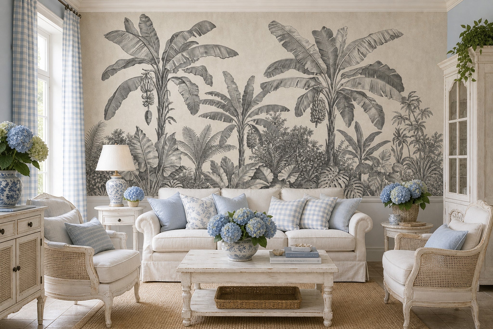 Tropical Jungle Wallpaper Banana Trees Botanical Engraving Wall Mural