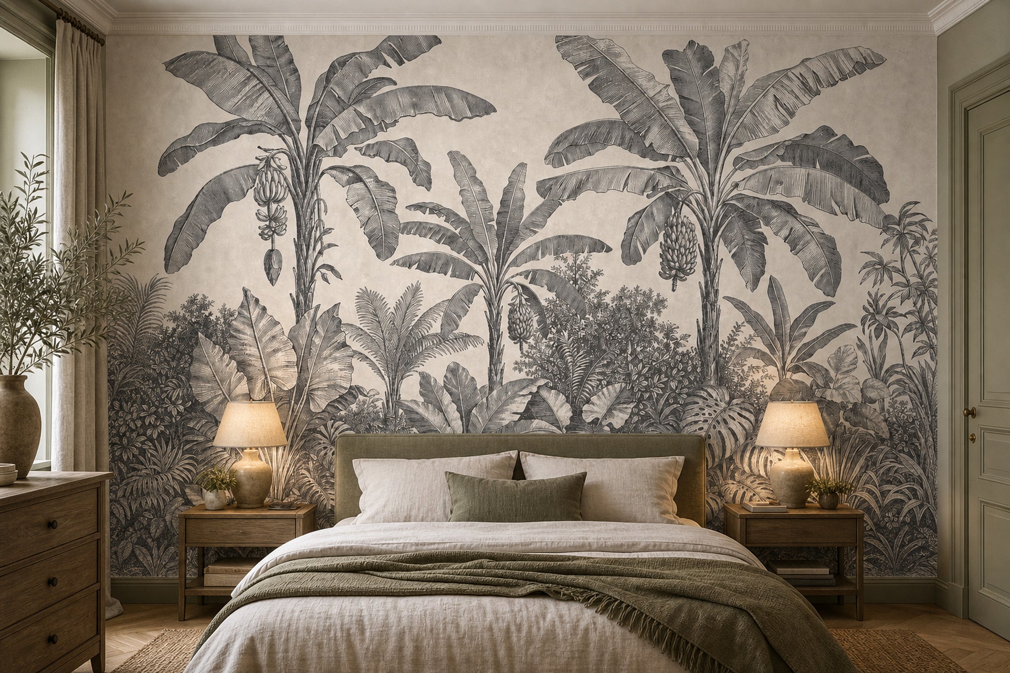 Tropical Jungle Wallpaper Banana Trees Botanical Engraving Wall Mural
