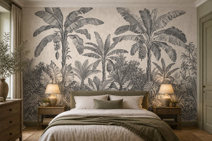 Tropical Jungle Wallpaper Banana Trees Botanical Engraving Wall Mural