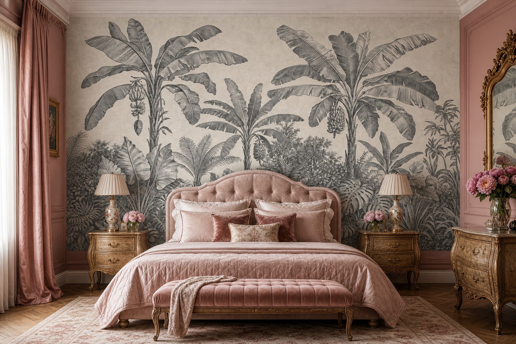Tropical Jungle Wallpaper Banana Trees Botanical Engraving Wall Mural
