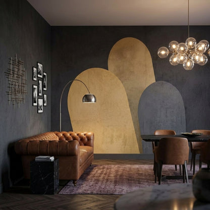 Abstract Arches Wallpaper Textured Plaster Charcoal Background Removable Wall Decor