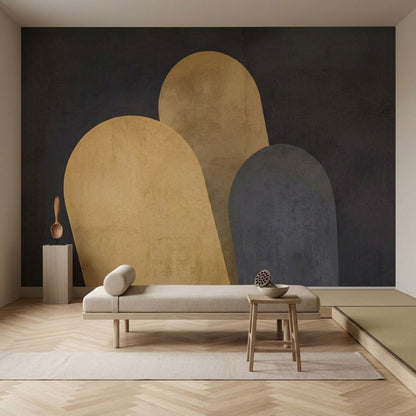Abstract Arches Wallpaper Textured Plaster Charcoal Background Removable Wall Decor