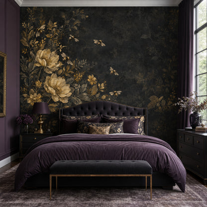 Vintage Floral Wallpaper Botanical Bees Wall Mural