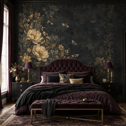 Vintage Floral Wallpaper Botanical Bees Wall Mural