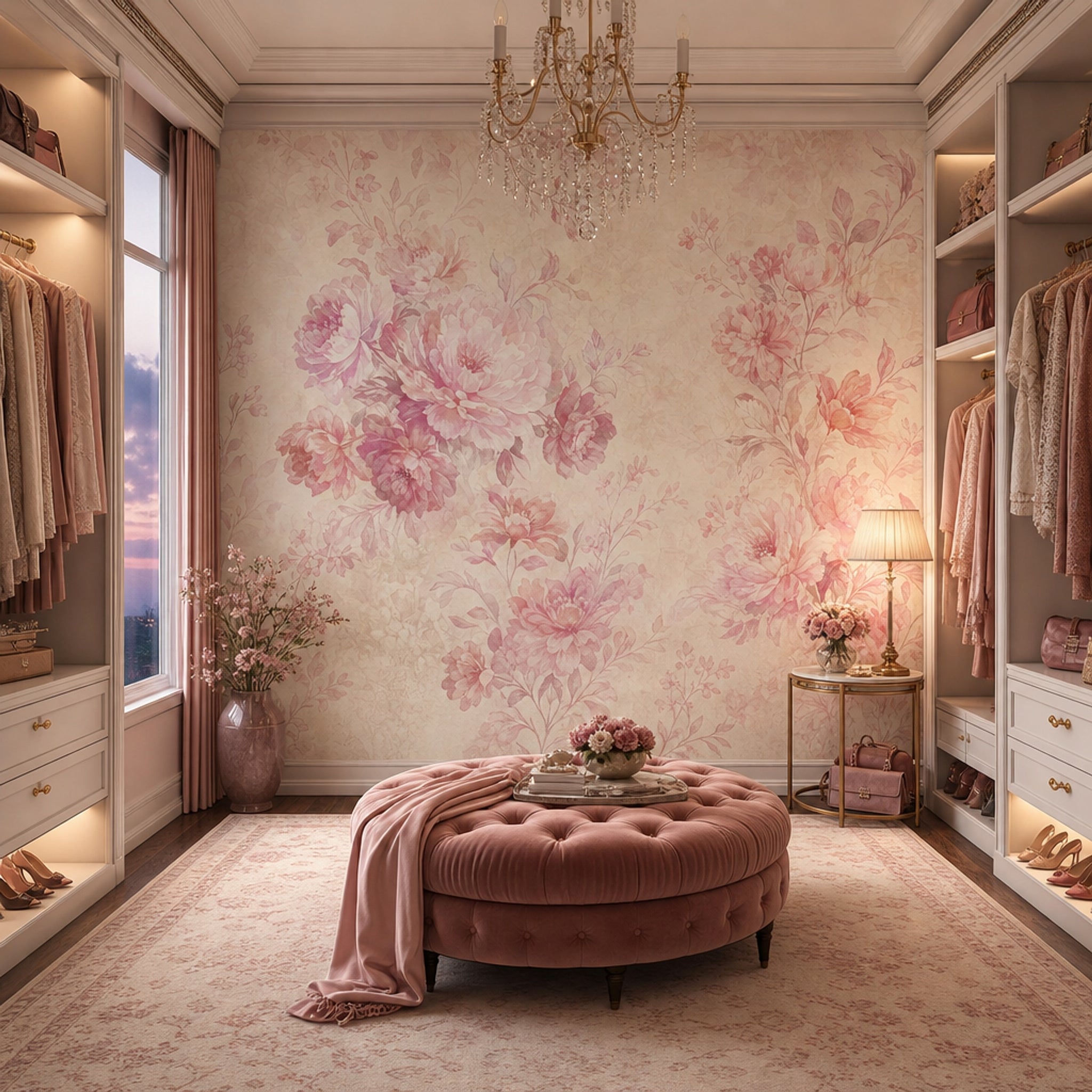 Watercolor Floral Wallpaper Pink Peonies Pastel Blossoms Wall Mural