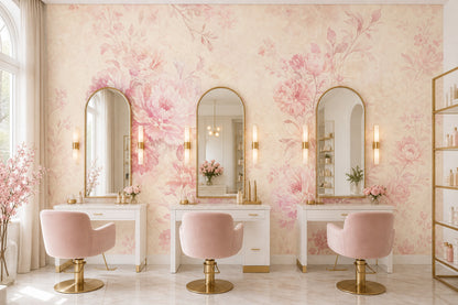 Watercolor Floral Wallpaper Pink Peonies Pastel Blossoms Wall Mural