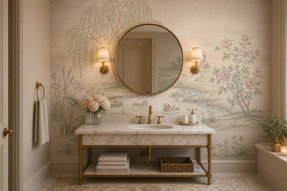 Pastel Landscape Wallpaper Willow Tree Winding River Wall Mural