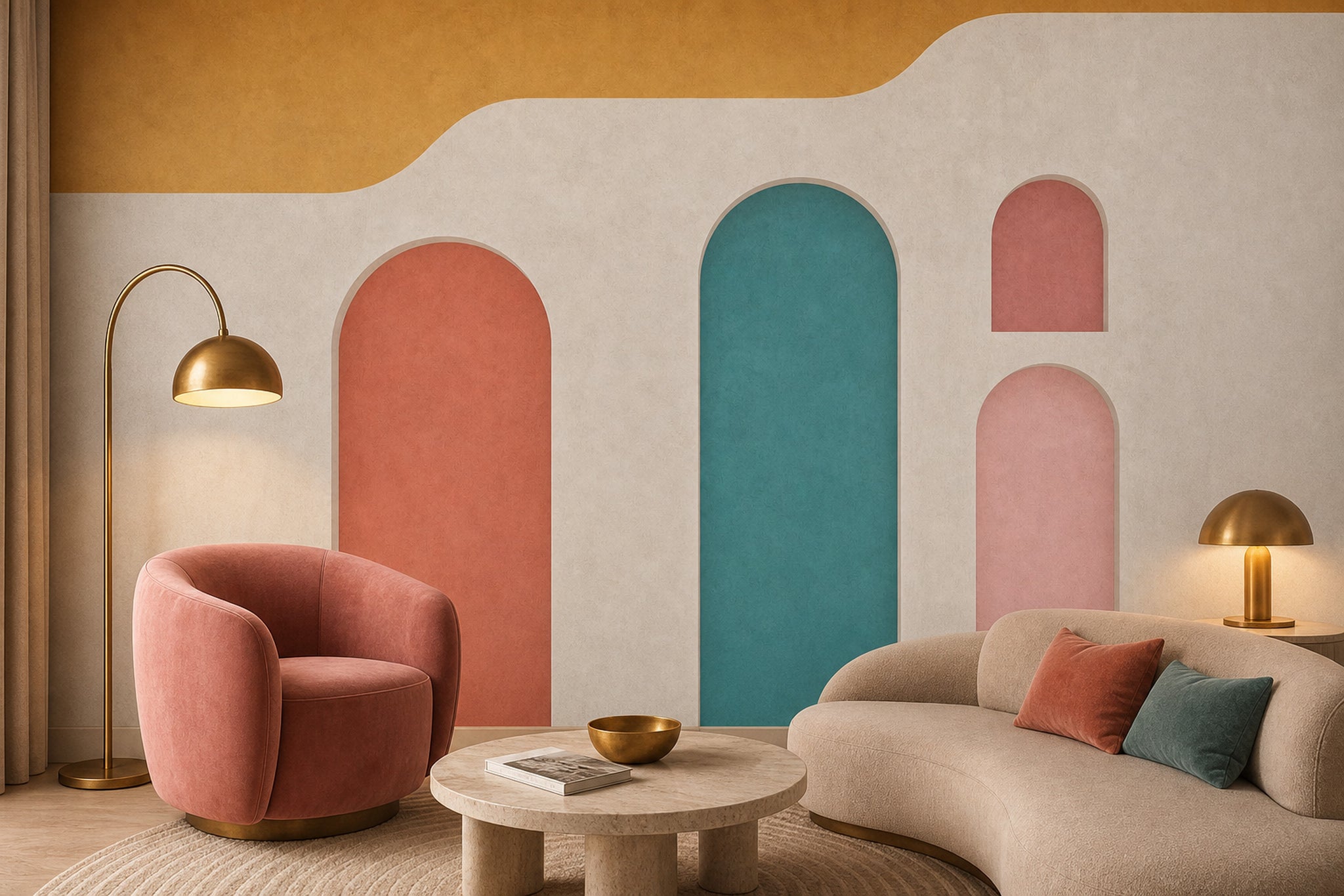 Mid-Century Modern Wallpaper Retro Minimalist Removable Wall Decor