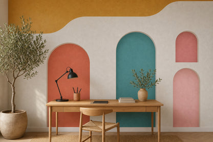 Mid-Century Modern Wallpaper Retro Minimalist Removable Wall Decor