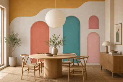 Mid-Century Modern Wallpaper Retro Minimalist Removable Wall Decor
