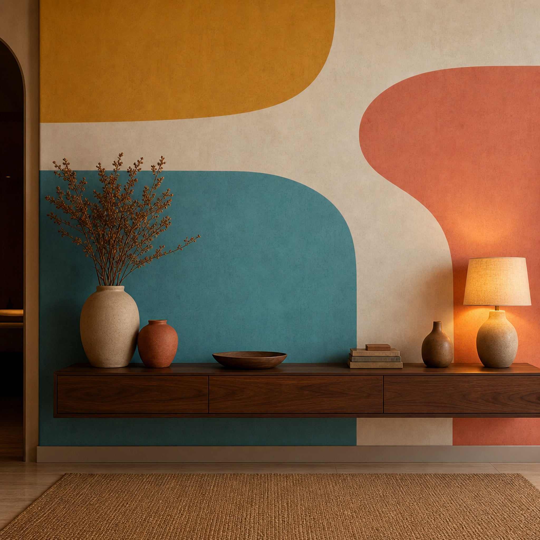 Mid Century Modern Wallpaper Retro Minimalist Wall Mural