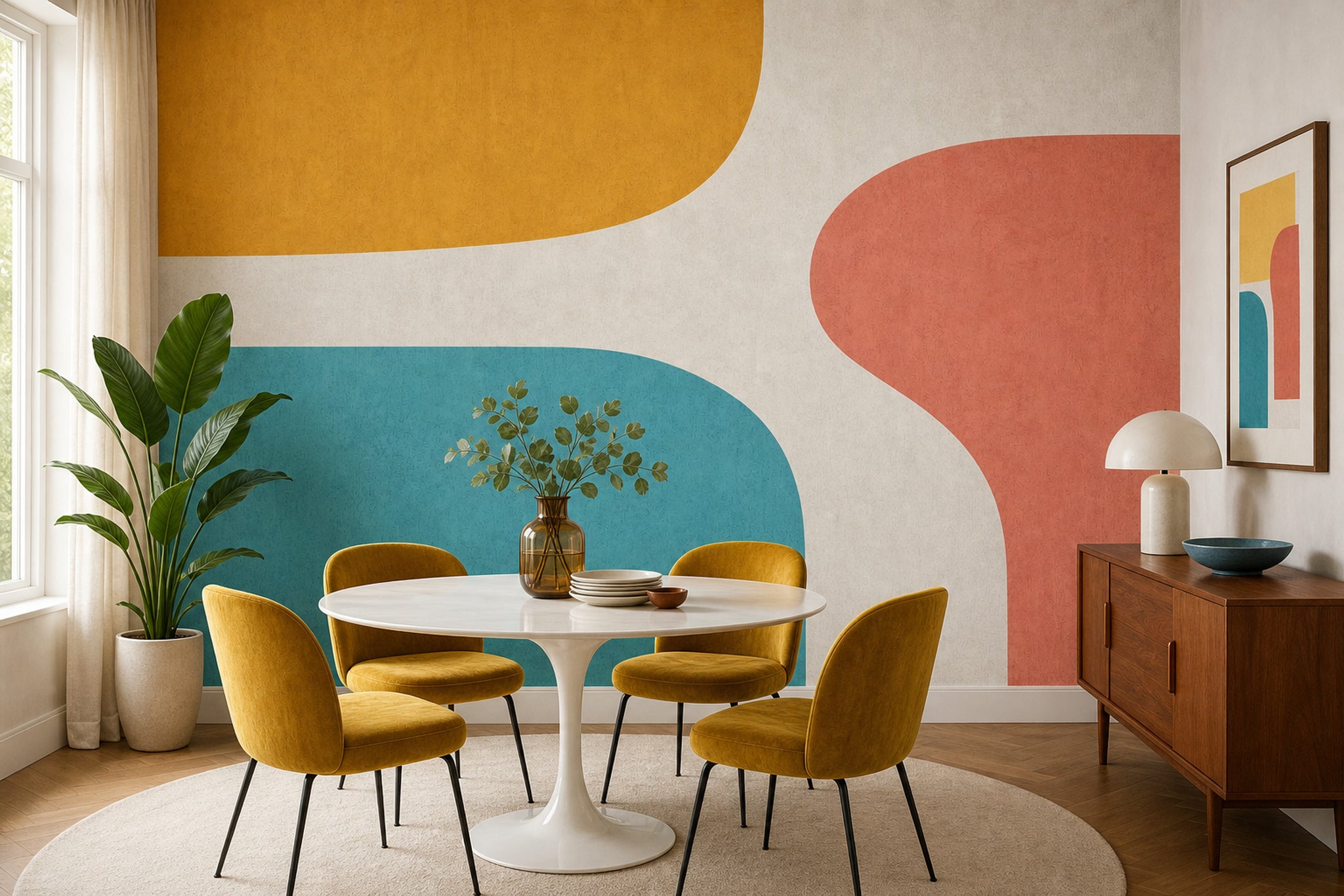 Mid Century Modern Wallpaper Retro Minimalist Wall Mural