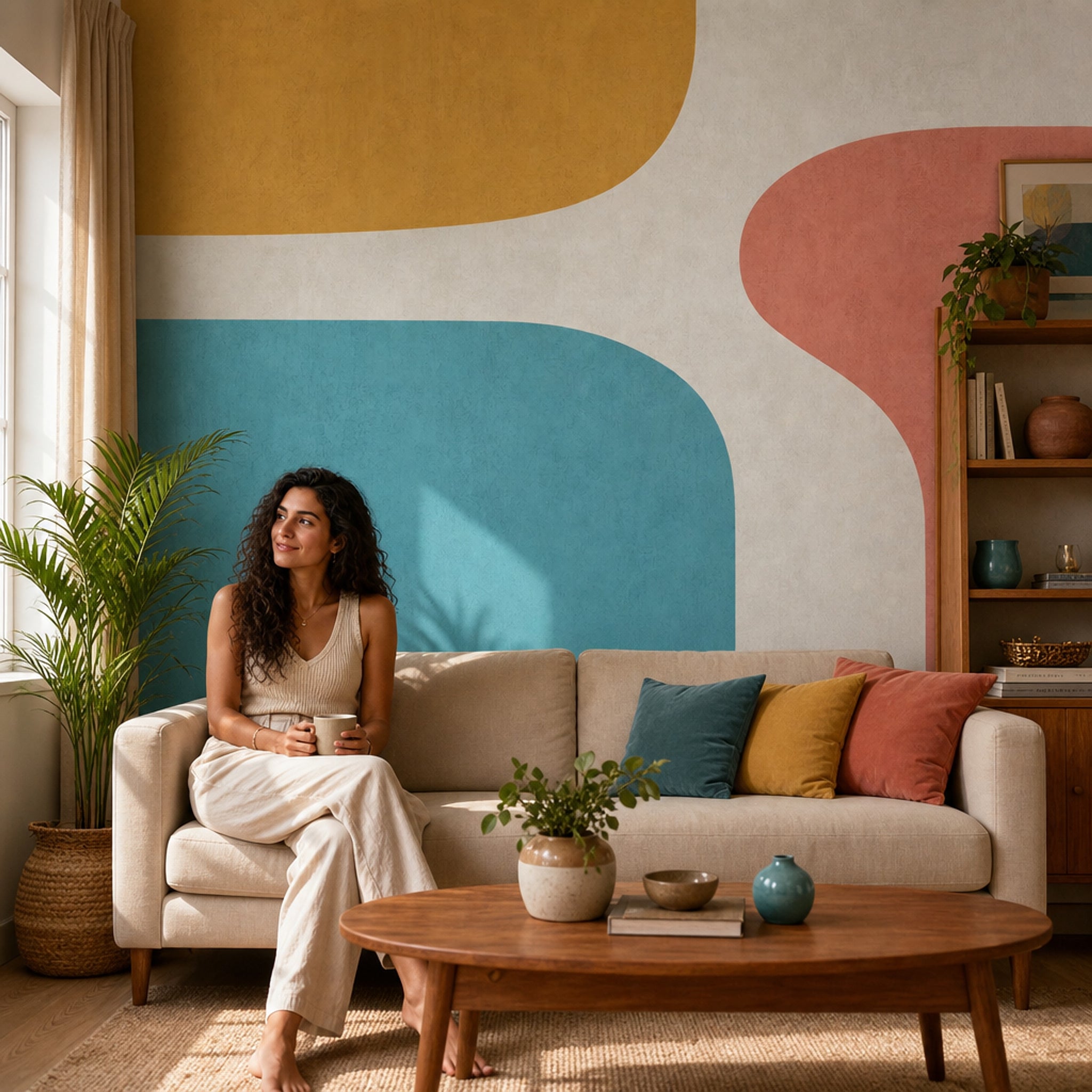 Mid Century Modern Wallpaper Retro Minimalist Wall Mural