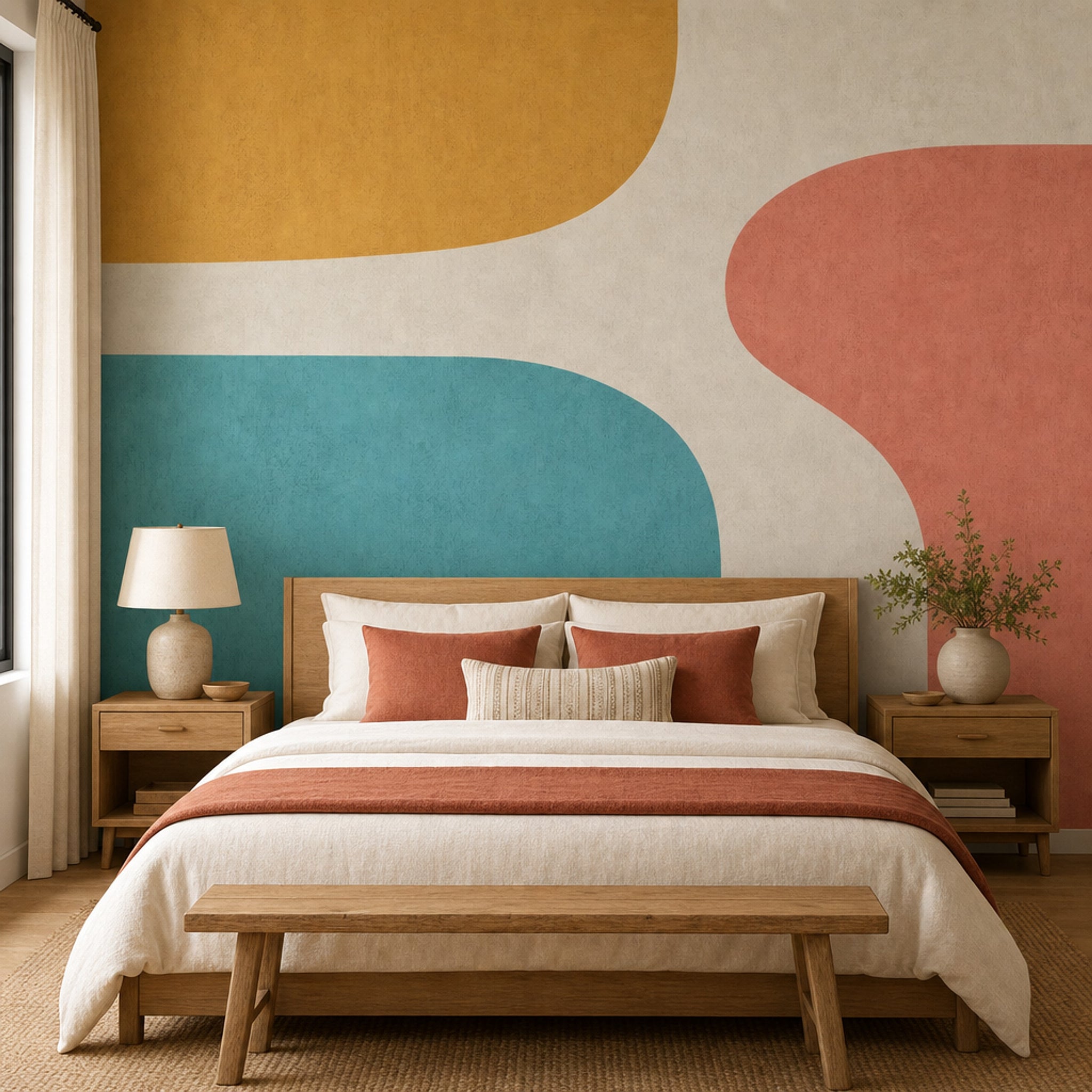 Mid Century Modern Wallpaper Retro Minimalist Wall Mural