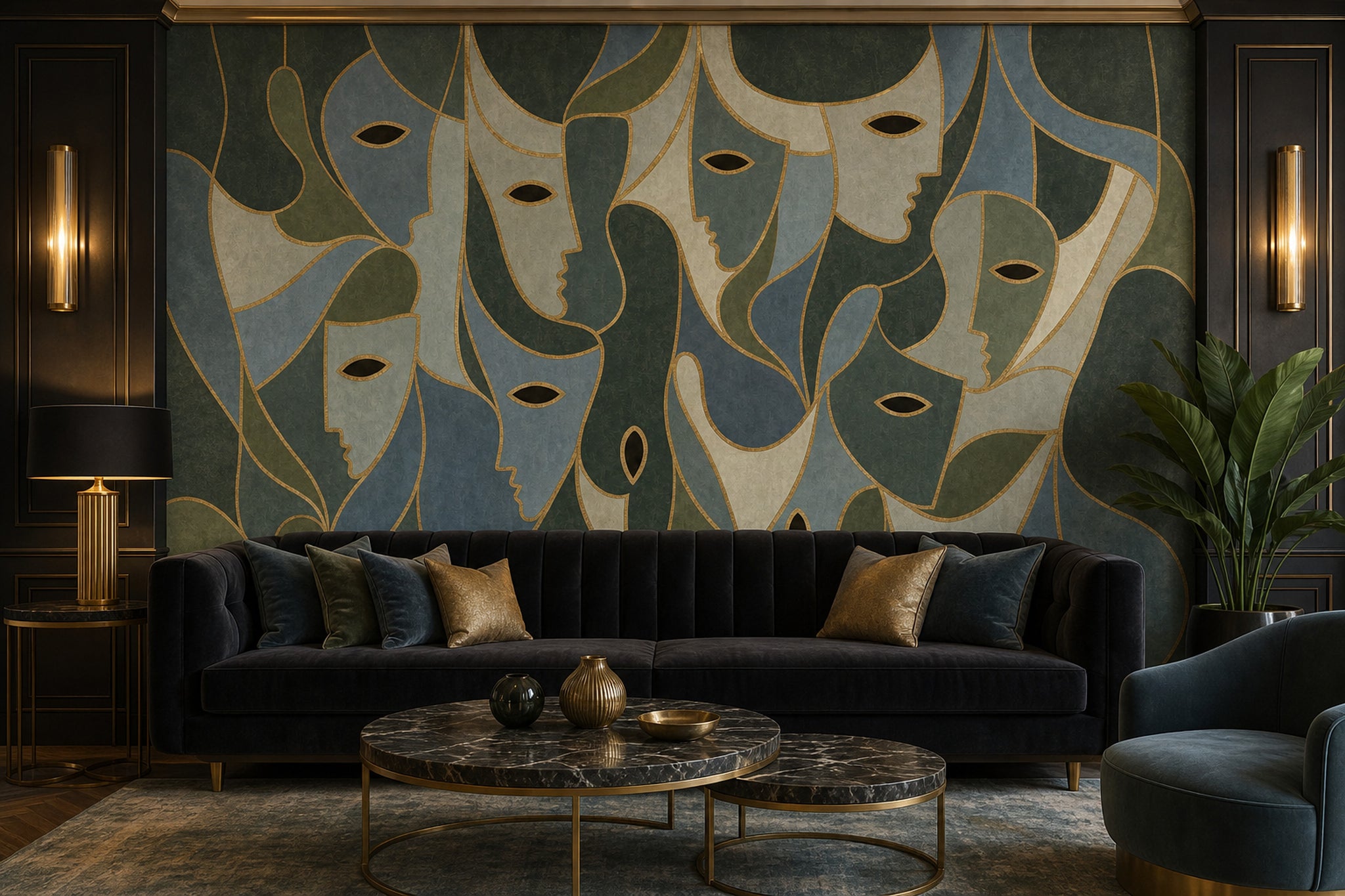 Muted Green Wallpaper Olive Blue Gray Removable Wall Decor