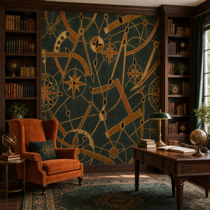 Compass Rose Wallpaper Nautical Navigation Removable Astrolabe Wall Decor
