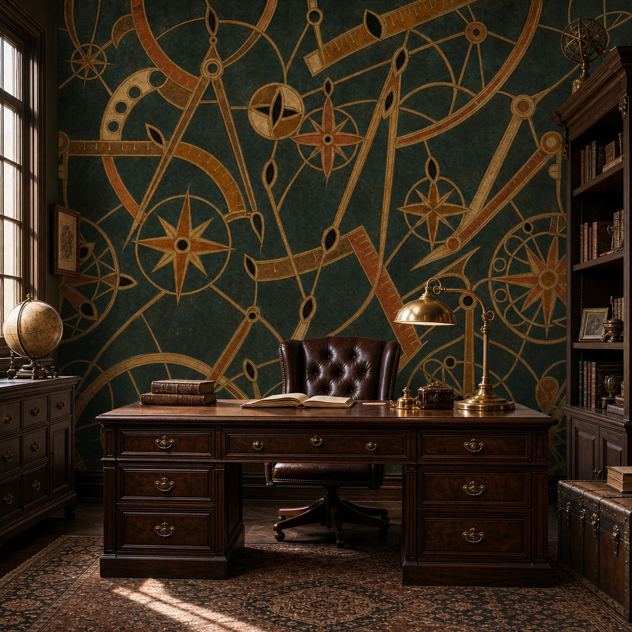 Compass Rose Wallpaper Nautical Navigation Removable Astrolabe Wall Decor