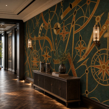 Compass Rose Wallpaper Nautical Navigation Removable Astrolabe Wall Decor