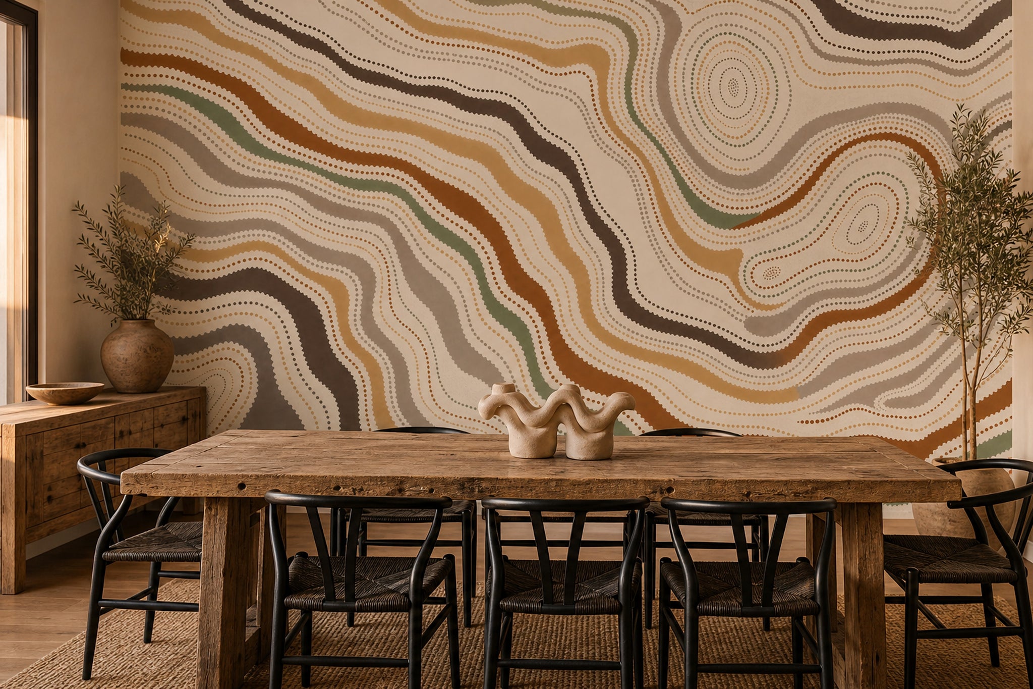 Topographic Wallpaper Contour Lines Removable Earth Tones Wall Decor