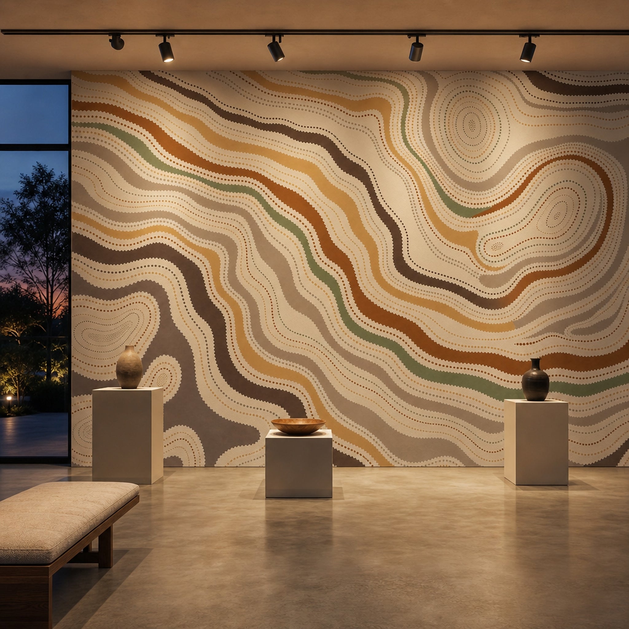 Topographic Wallpaper Contour Lines Removable Earth Tones Wall Decor