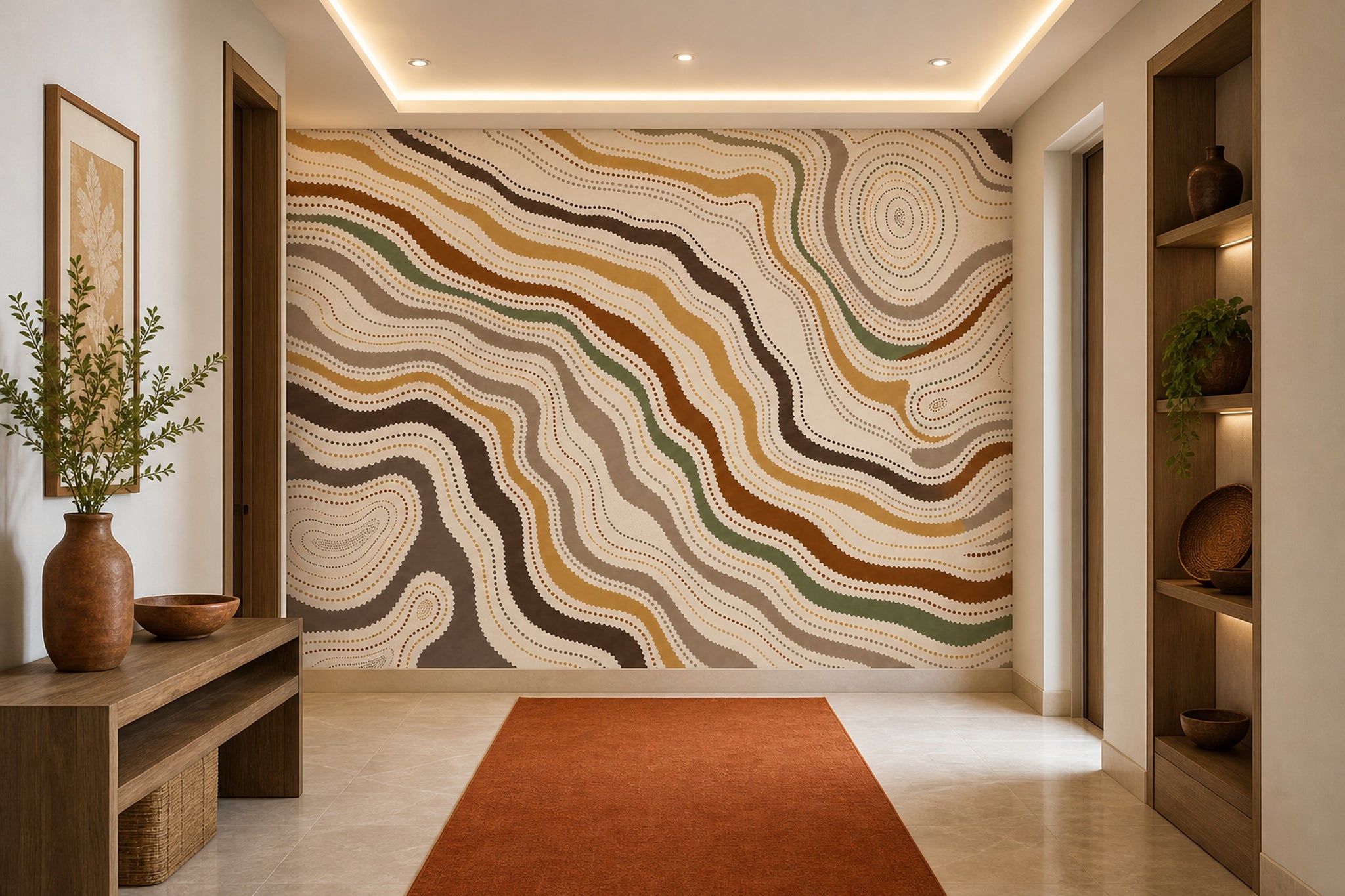 Topographic Wallpaper Contour Lines Removable Earth Tones Wall Decor