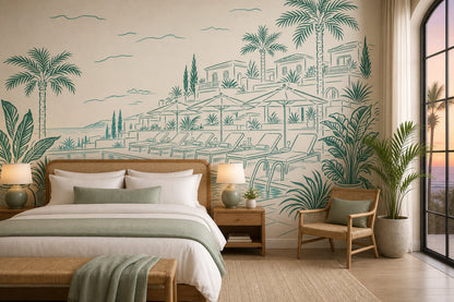 Walls Wallpaper Poolside Resort Removable Wall Decor