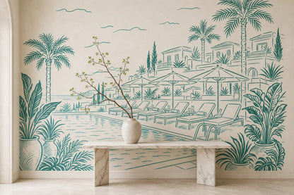 Walls Wallpaper Poolside Resort Removable Wall Decor