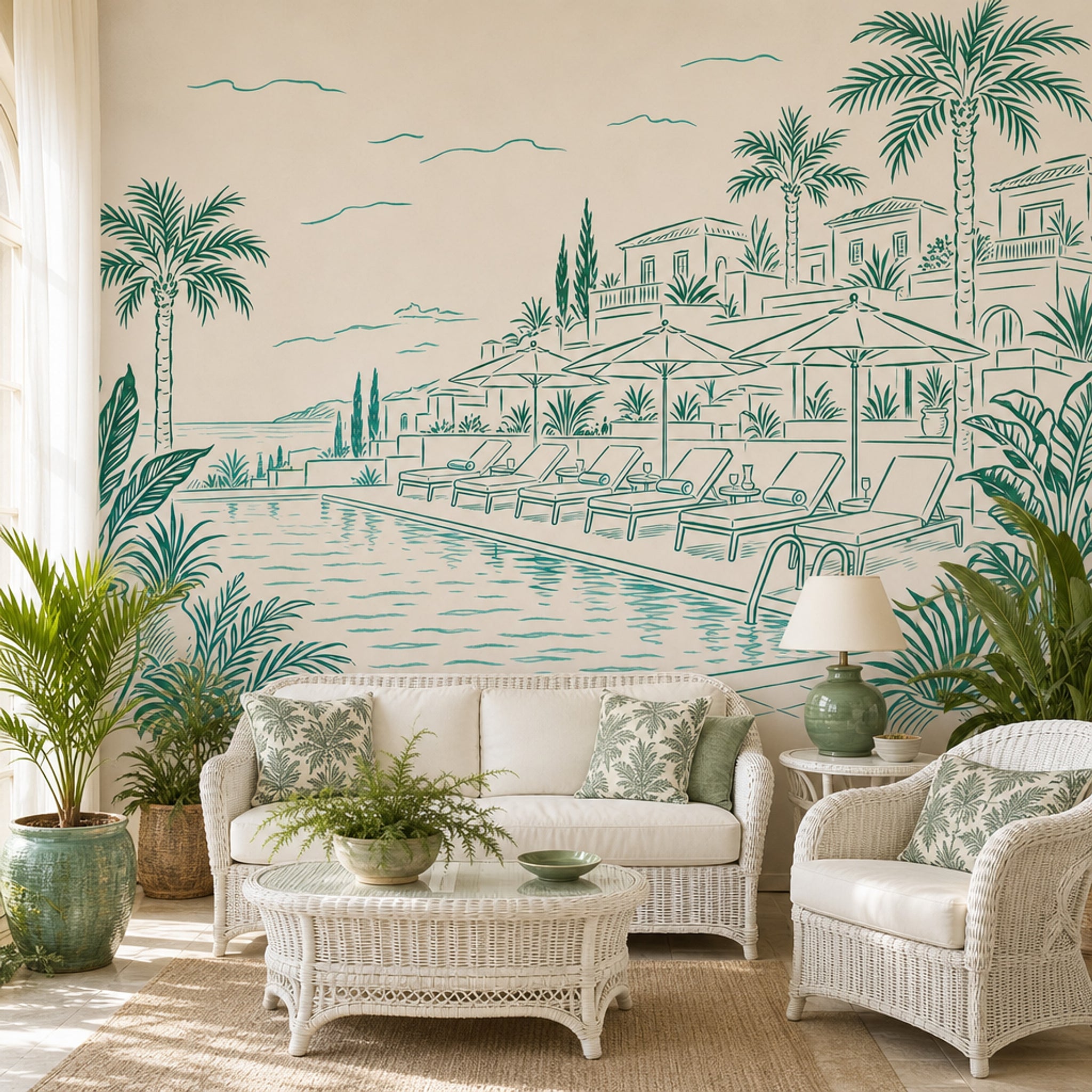 Walls Wallpaper Poolside Resort Removable Wall Decor