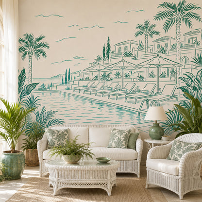 Walls Wallpaper Poolside Resort Removable Wall Decor