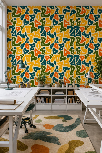 Mid Century Modern Wallpaper Abstract Pattern Mid Century Modern Decorative Mural