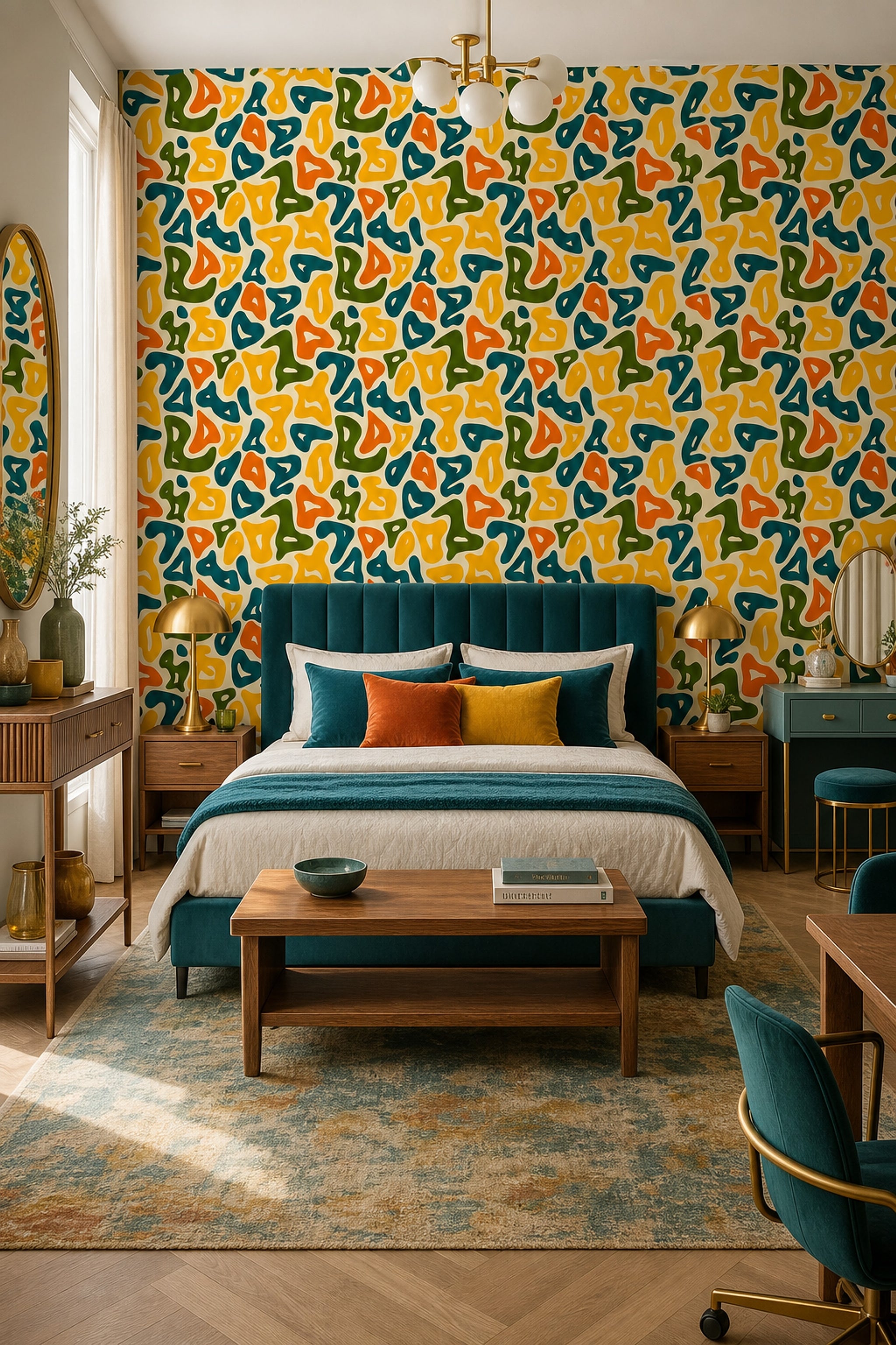 Mid Century Modern Wallpaper Abstract Pattern Mid Century Modern Decorative Mural